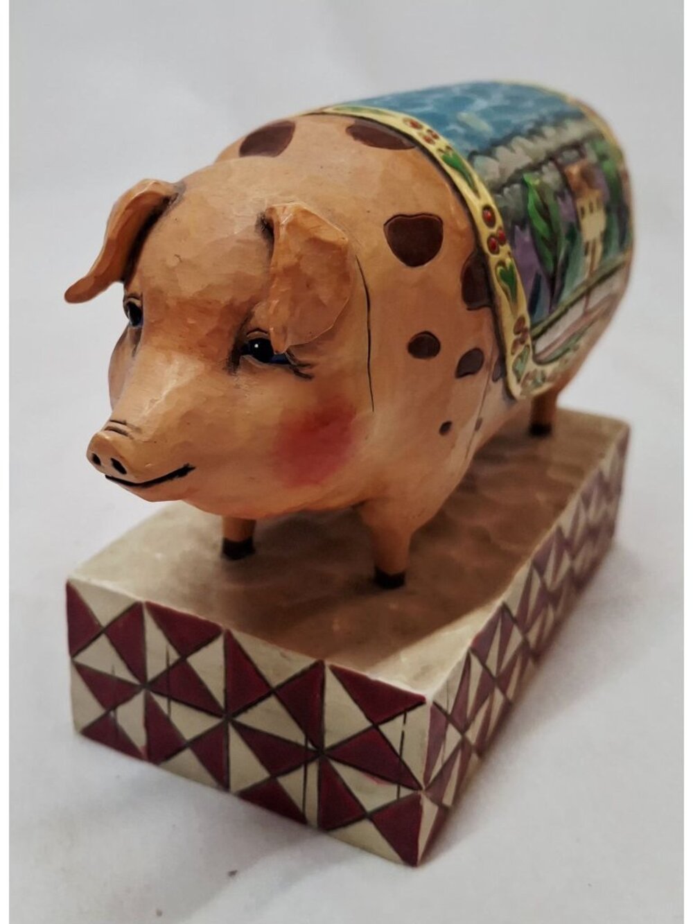 Jim Shore Heartwood Creek Country Heritage Hand-Painted Pig Figurine On Base 200